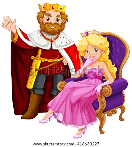 King Queen On Chair Illustration Stock Vector 416630227 - Shutterstock