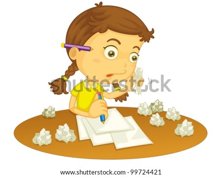 Illustration of a girl writing