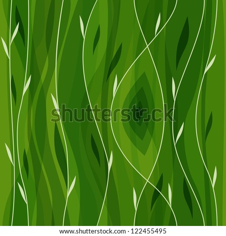 Vector leaf seamless pattern. Abstract nature design or abstract seamless pattern. Floral background. Summer background. Green paper. Retro design. Spring theme. Beautiful green background.