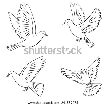 Free Flying White Dove Sketch Style Stock Vector 548527210 - Shutterstock