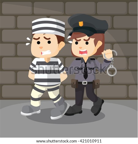 Police Chase Convict Cartoon Illustration Stock Vector 421010902 ...