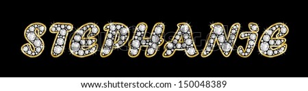 The girl, female name STEPHANIE made of a shiny diamonds style font ...