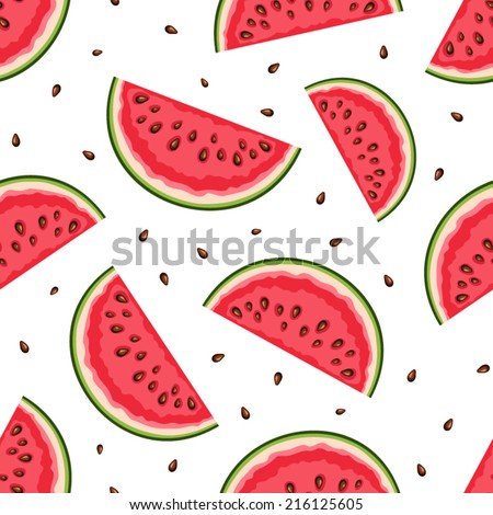 Seamless background with watermelon slices. Vector illustration.