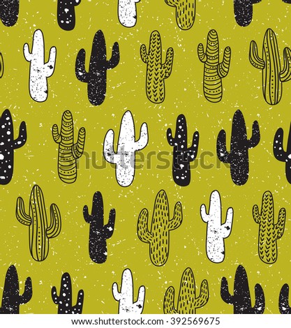 stock vector hipster cactus seamless pattern cacti tribal boho background fabric print design succulent 392569675