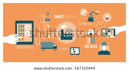 Smart Industry 40 Automation And User Interface Concept Users Connecting With A Tablet Smart Industry 40 Automation And User Interface Concept Users Connecting With A Tablet