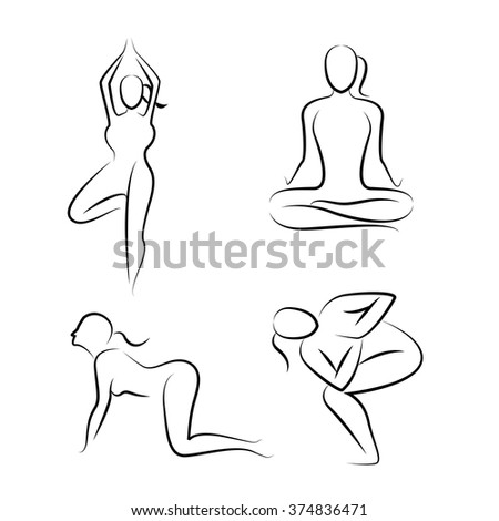 Hand Drawn Yoga Poses Yoga Postures Stock Vector 374836471 - Shutterstock