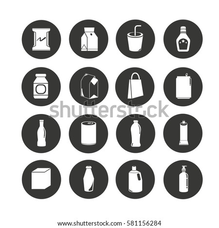 Download Packaging Icon Set Circle Buttons Stock Vector 581156284 ...