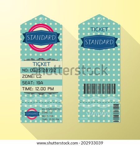 Ticket Design Template Retro Style. Standard Class