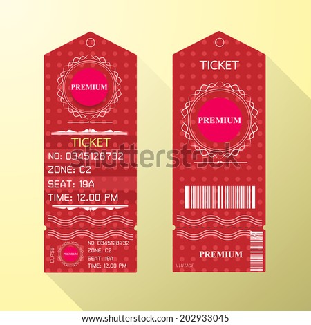 Ticket Design Template Retro Style. Premium Class.