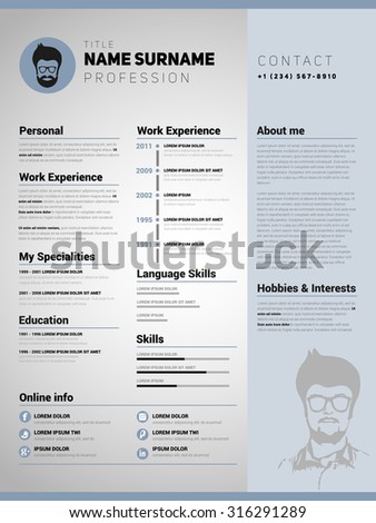 Minimalist Cv Resume Template Simple Design Stock Vector 309789893 ...