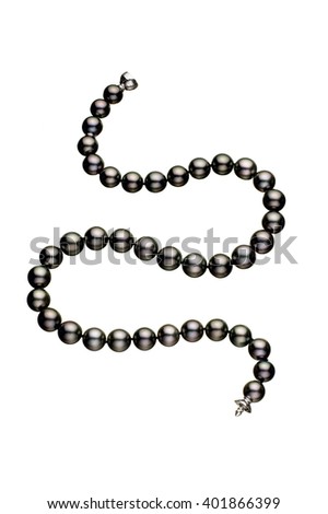 Black pearl bracelet on white background