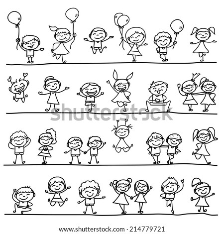 Doodle Members Large Families Stock Vector 86802631 - Shutterstock