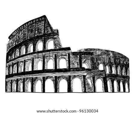 Roman Coliseum Vector Sketch Illustration Design Stock Vector 96130034 ...