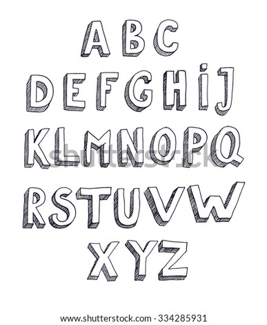 Hand Drawn Vector Abc Font 3d Stock Vector 92893429 - Shutterstock