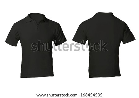Men's Blank Black Polo Shirt, Front and Back Design Template - stock photo