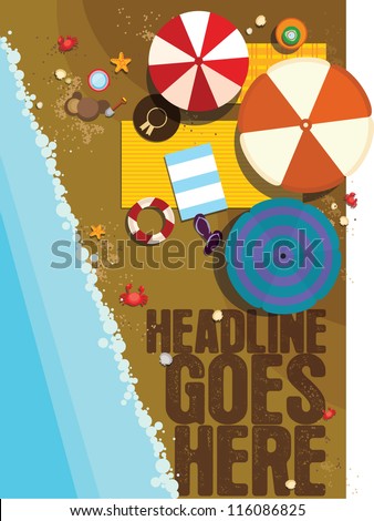 umbrella on the beach/ Vector illustration/ summer
