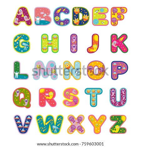 Cute Colored Textured Alphabet Letters Made Stock Vector 125119640 ...