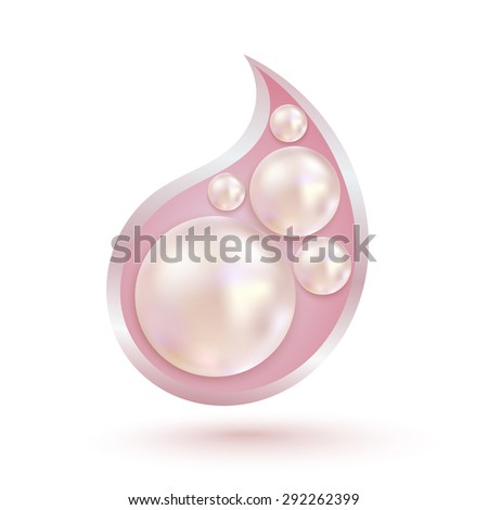 Pink pearl isolated on a white background. Glamorous design. Jewelry. Vector illustration.