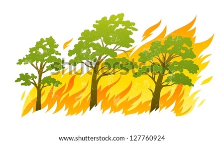 Burning Forest Trees Fire Flames Natural Stock Vector 127760924 ...