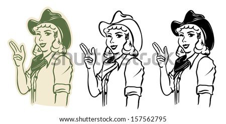 vector vintage cowgirl free Stock Free Cowgirl Vintage Images, Royalty Images