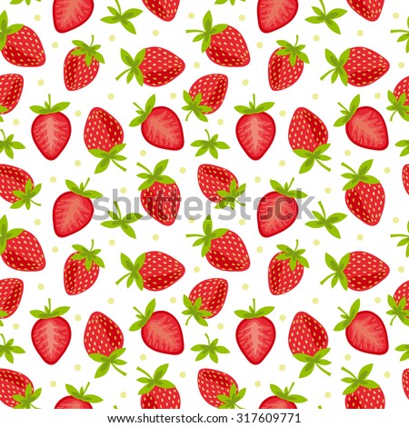 Seamles strawberry pattern on white background