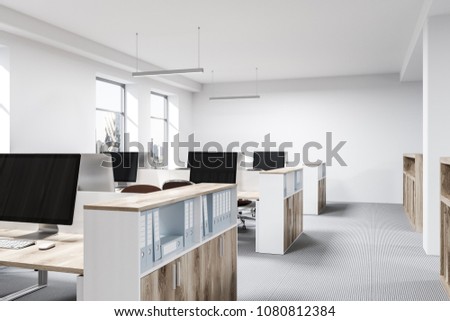 White Wall Open Space Office Corner Stock Illustration 1080812384