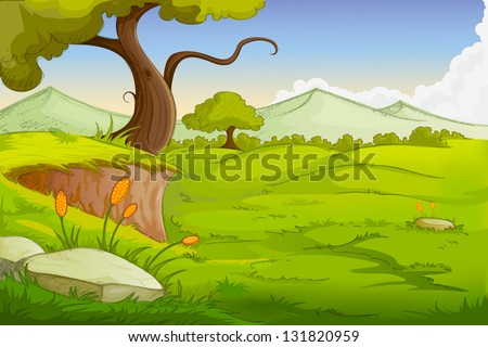 easy to edit vector illustration of landscape scene