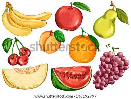 drawing foods based on fruits fruit citrus banana apple pear