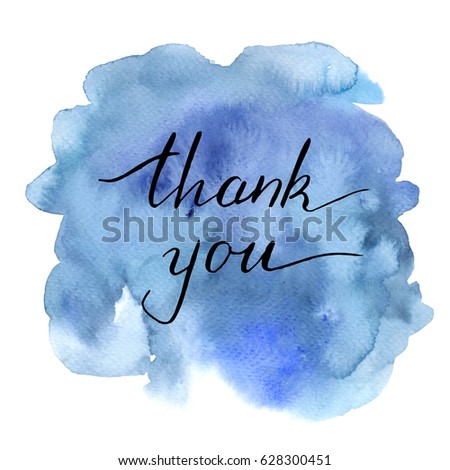 Handwritten Thank You On Watercolor Background Stock Vector 628300451 ...