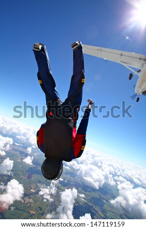 One man Skydiving - stock photo