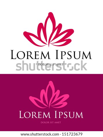 Vector beauty business design template - pink hand drawn lotus