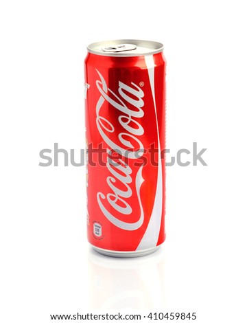 SARAWAK,MALAYSIA- April 24th, 2016: Coca cola can on white background. Coca-Cola manufactured by The Coca Cola Company, one of the world's popular carbonated drink.