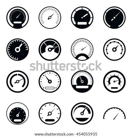 Meter Icons Symbols Speedometers Manometers Tachometers Stock Vector ...