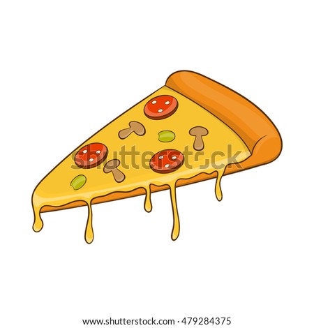 Salami Pizza Slice Vector Clip Art Stock Vector 227134507 - Shutterstock