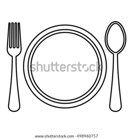 Plate Spoon Fork Icon Outline Illustration Stock Vector 498960757 ...