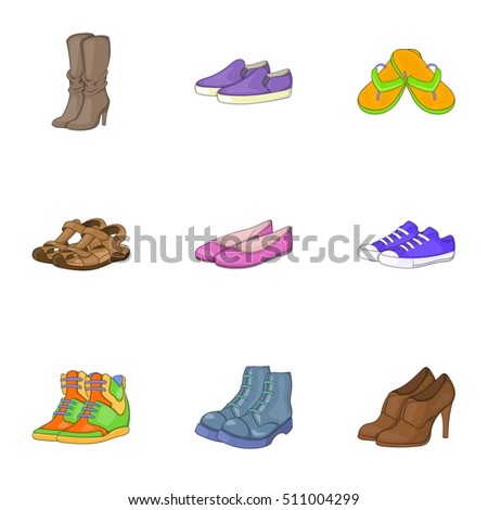 Shoe Icons Set Cartoon Style Men Stock Vector 489145678 ...