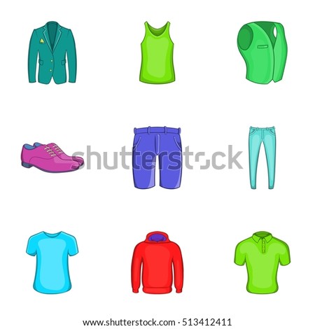 Types Clothes Icons Set Cartoon Illustration Stock Vector 513412411 ...