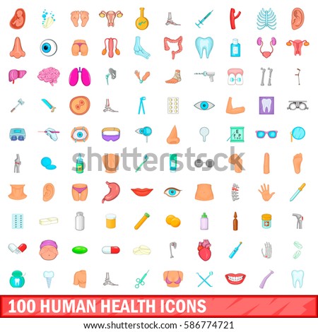 100 Human Health Icons Set Cartoon Stock Vector 586774721 - Shutterstock