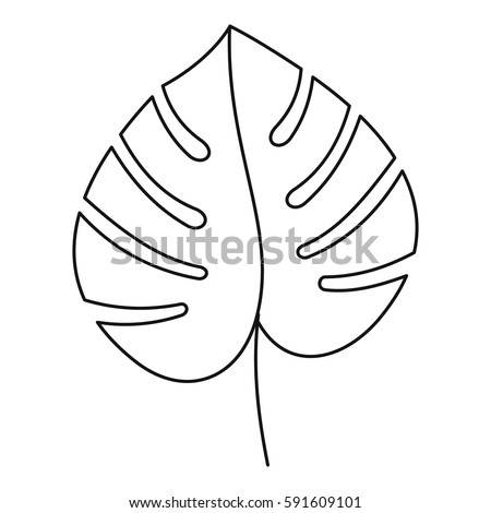 Monstera Leaf Icon Outline Illustration Monstera Stock Vector 591609101