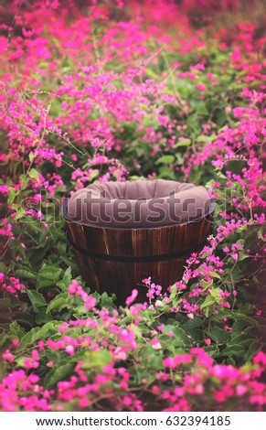 Outdoor flower field digital background prop for newborn and baby photography