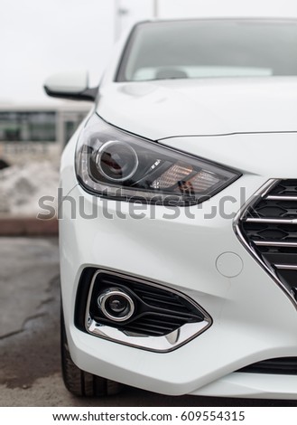 Novokuznetsk, Russia - Mart 25, 2017: Hyundai Accent (Solaris) lamp