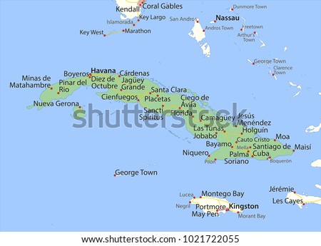 Editable map Cuba Country Roads
