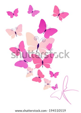 Butterfly Art Hand Painted Purple Pink Stock Illustration 111779798 ...