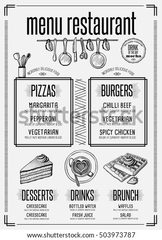 Placemat Menu Restaurant Food Brochure Cafe Stock Vector 503973787 Shutterstock Placemat Menu Templates