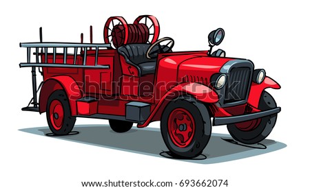 Download Old Retro Fire Truck Isolated On Stock Vector 693662074 ...