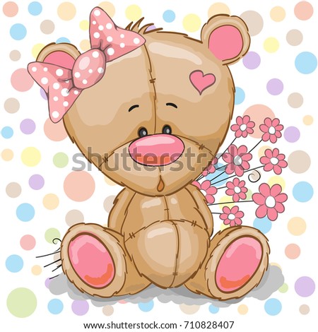 Cute Cartoon Teddy Bear Girl Pink Stock Vector 710828407 - Shutterstock