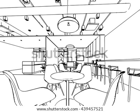 Shopping Mall Graphic Black White Interior Stock Vector 622463585 ...