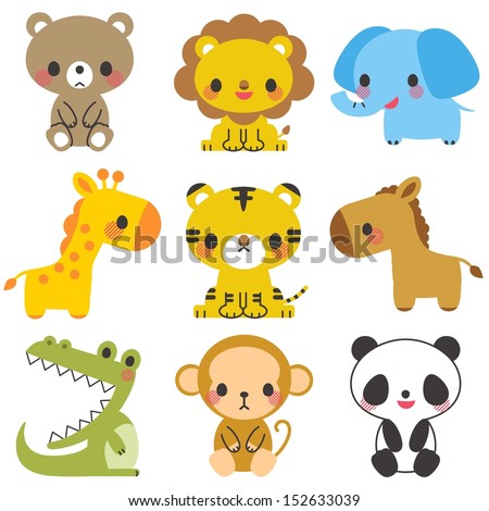 Vector Cartoon Illustration Seven Baby Animals Stock Vector 115345216 ...