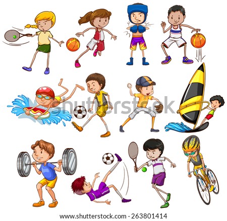 Set Children Playing Different Kinds Sports Stock Vector 263801414 ...