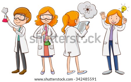 stock vector male and female scientists illustration 342485591